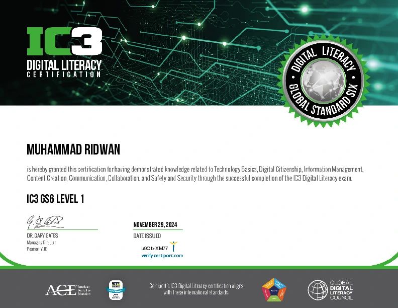 IC3 GS6 Digital Literacy project screenshot